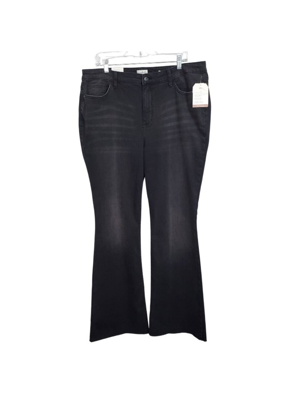 Wonderly NWT Sz 18W Denim Jeans High Rise Flare Slim Sculpt Tummy Control Black